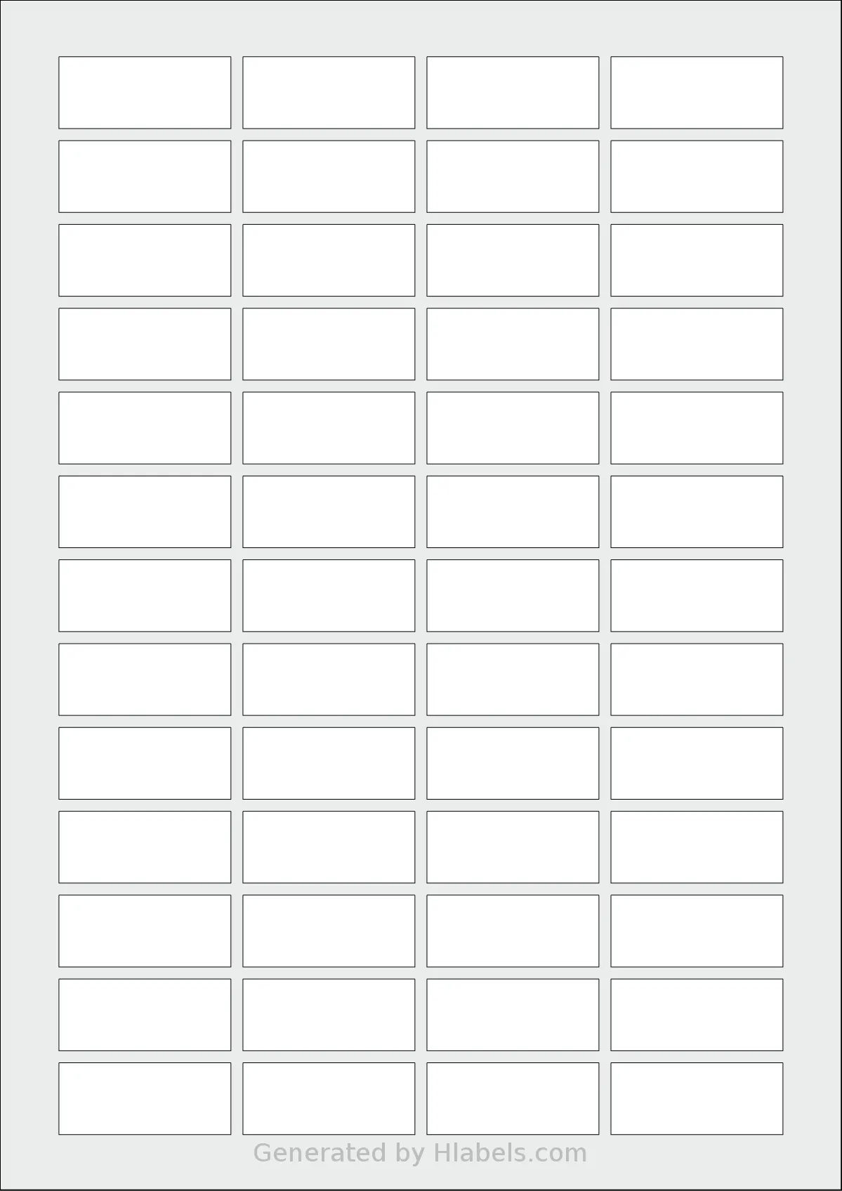 AALabels® AARB052 template with 52 rectangular 42.9 x 17.9 millimeter labels per sheet, on A4-size adhesive blank label sheets.