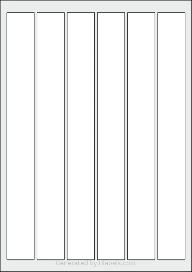 AALabels® AARB06 template with 6 rectangular 30 x 270 millimeter labels per sheet, on A4-size adhesive blank label sheets.