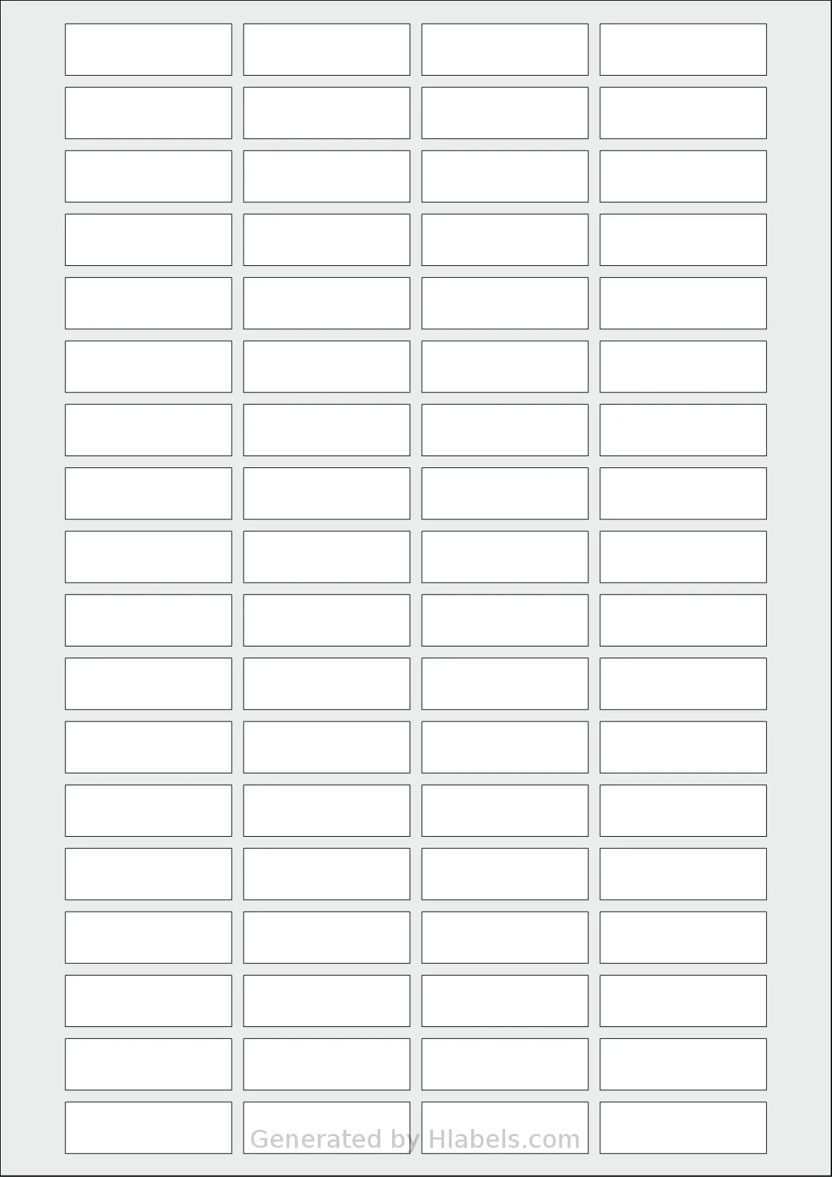 AALabels® AARB072 template with 72 rectangular 42 x 13 millimeter labels per sheet, on A4-size adhesive blank label sheets.