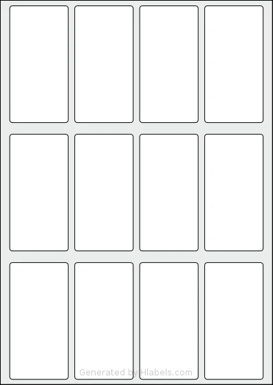 AALabels® AARB12 template with 12 rectangular 45 x 90 millimeter labels per sheet, on A4-size adhesive blank label sheets.