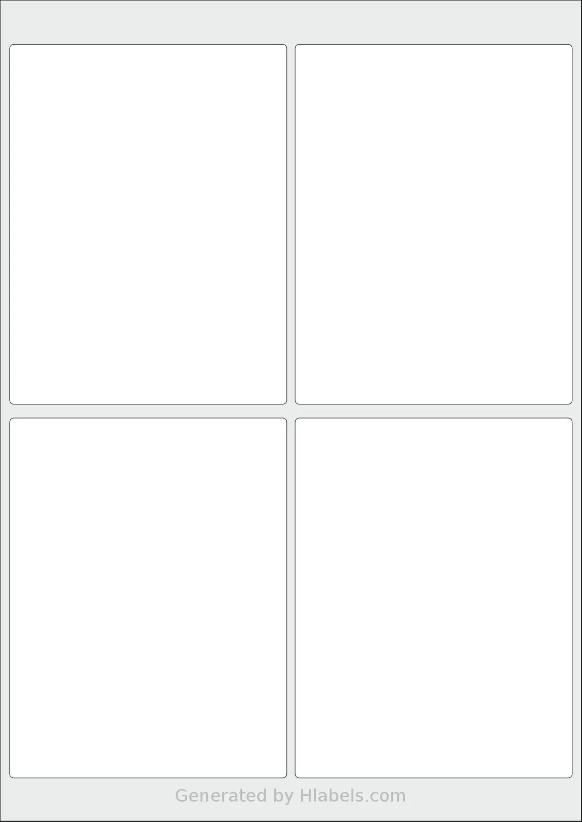 AALabels® AARC04 template with 4 rectangular 100 x 130 millimeter labels per sheet, on A4-size adhesive blank label sheets.