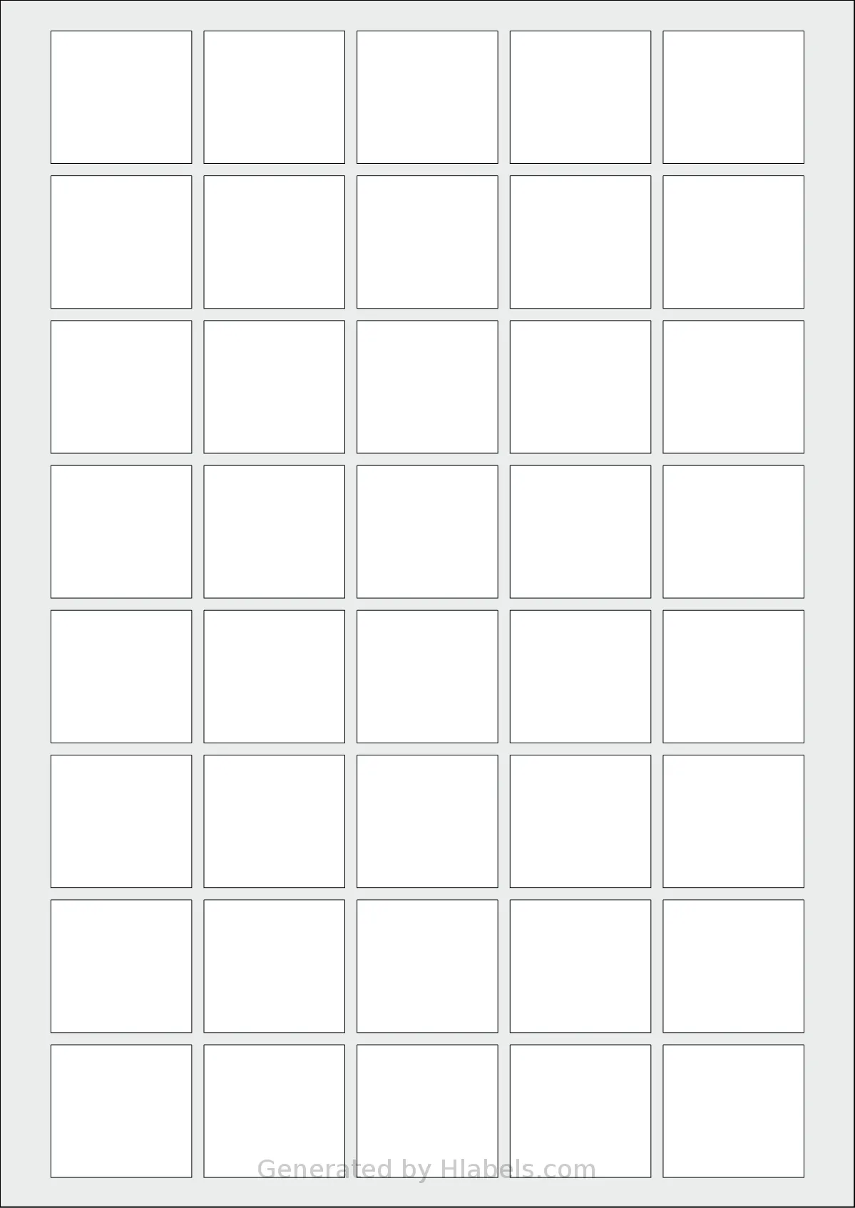 AALabels® AARC040 template with 40 rectangular 34.6 x 32.6 millimeter labels per sheet, on A4-size adhesive blank label sheets.