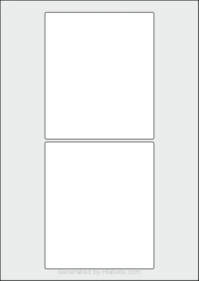 AALabels® AARD02 template with 2 rectangular 115 x 134 millimeter labels per sheet, on A4-size adhesive blank label sheets.