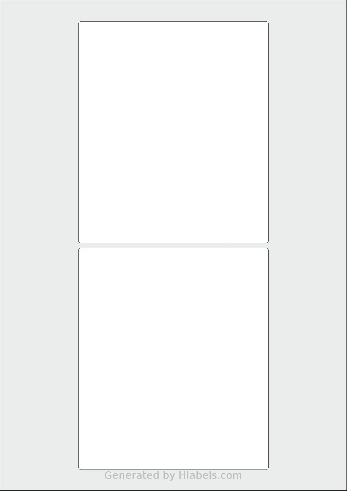 AALabels® AARD02 template with 2 rectangular 115 x 134 millimeter labels per sheet, on A4-size adhesive blank label sheets.