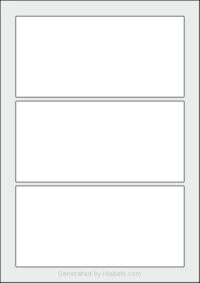 AALabels® AARD03 template with 3 rectangular 177 x 85 millimeter labels per sheet, on A4-size adhesive blank label sheets.