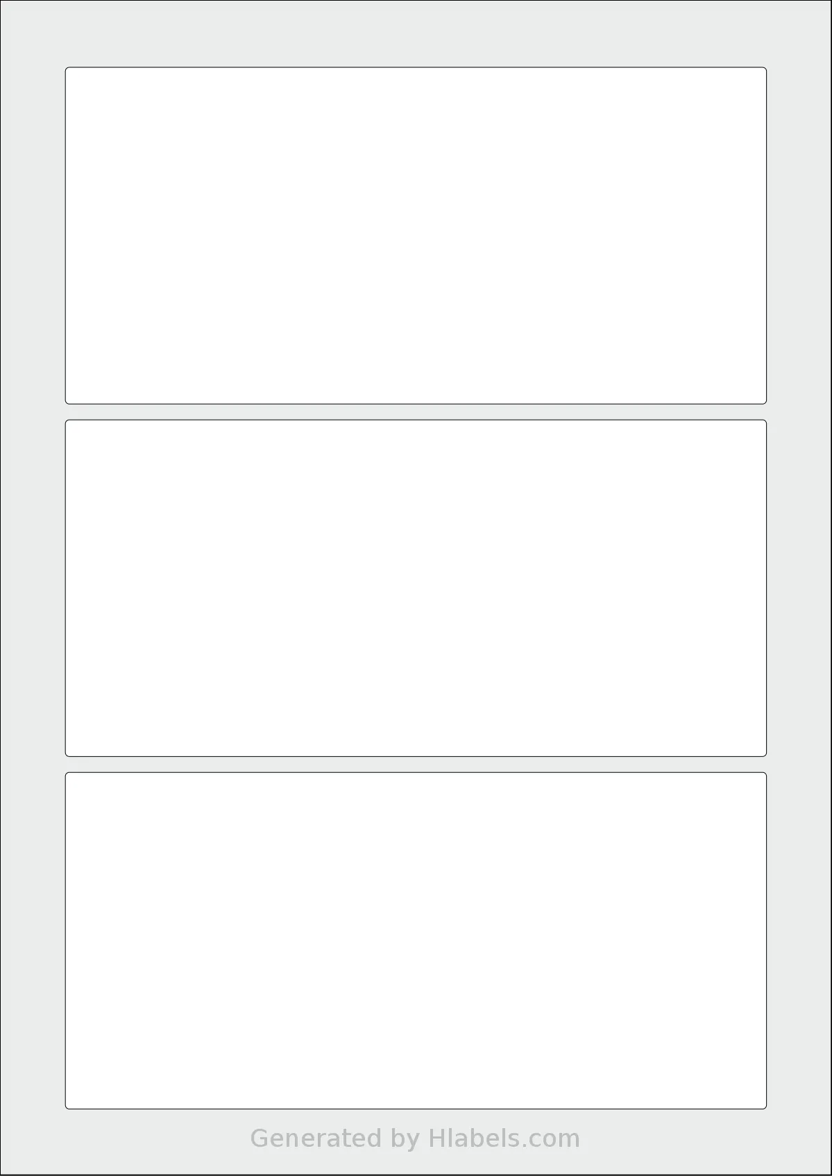 AALabels® AARD03 template with 3 rectangular 177 x 85 millimeter labels per sheet, on A4-size adhesive blank label sheets.