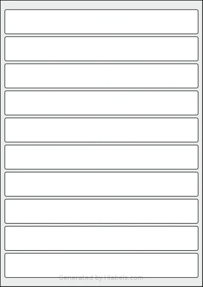 AALabels® AARD10 template with 10 rectangular 200 x 25 millimeter labels per sheet, on A4-size adhesive blank label sheets.