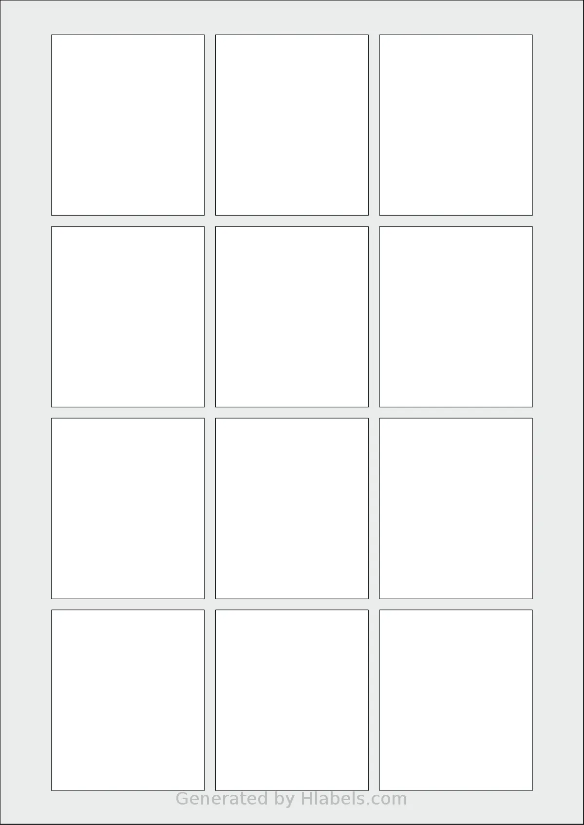 AALabels® AARD12 template with 12 rectangular 55 x 65 millimeter labels per sheet, on A4-size adhesive blank label sheets.