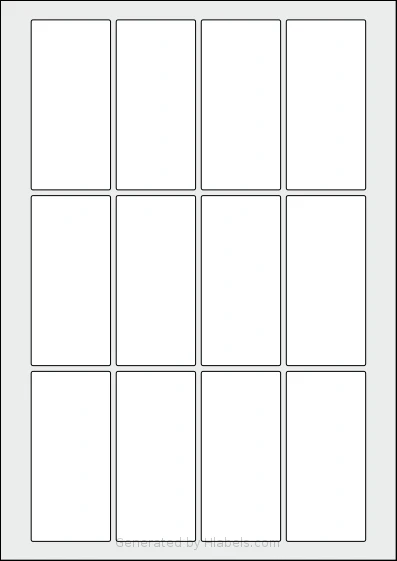 AALabels® AARE012 template with 12 rectangular 42 x 90 millimeter labels per sheet, on A4-size adhesive blank label sheets.