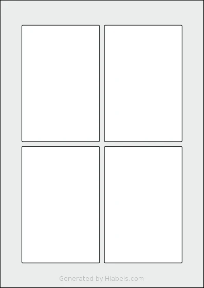 AALabels® AARE04 template with 4 rectangular 80 x 120 millimeter labels per sheet, on A4-size adhesive blank label sheets.
