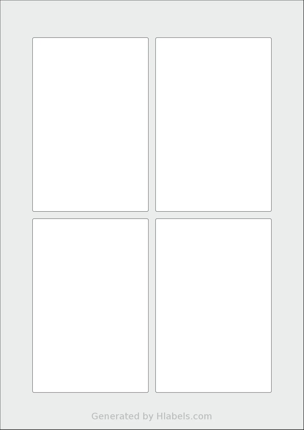 AALabels® AARE04 template with 4 rectangular 80 x 120 millimeter labels per sheet, on A4-size adhesive blank label sheets.