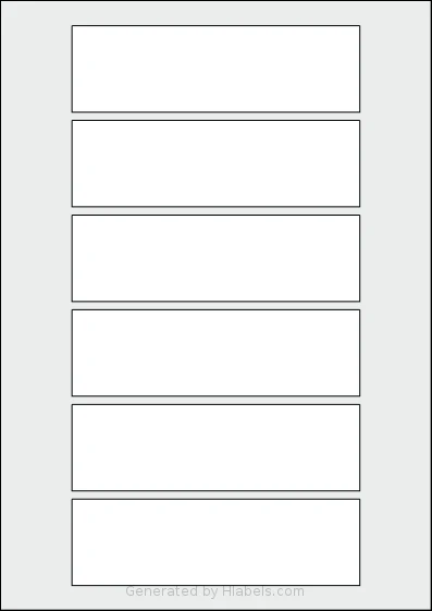 AALabels® AARE06 template with 6 rectangular 140 x 42 millimeter labels per sheet, on A4-size adhesive blank label sheets.
