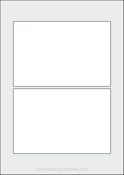 AALabels® AARF02 template with 2 rectangular 165 x 110 millimeter labels per sheet, on A4-size adhesive blank label sheets.