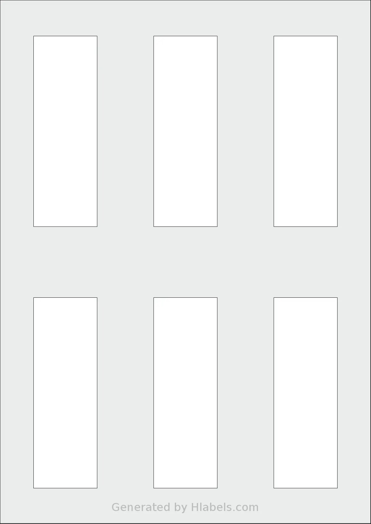 AALabels® AARF06 template with 6 rectangular 36 x 108 millimeter labels per sheet, on A4-size adhesive blank label sheets.