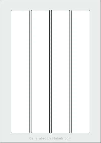 AALabels® AARG04 template with 4 rectangular 38 x 255 millimeter labels per sheet, on A4-size adhesive blank label sheets.