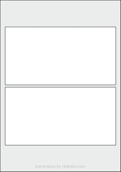 AALabels® AARJ02 template with 2 rectangular 192 x 100 millimeter labels per sheet, on A4-size adhesive blank label sheets.