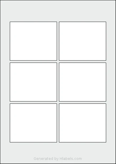 AALabels® AARJ06 template with 6 rectangular 85 x 70 millimeter labels per sheet, on A4-size adhesive blank label sheets.