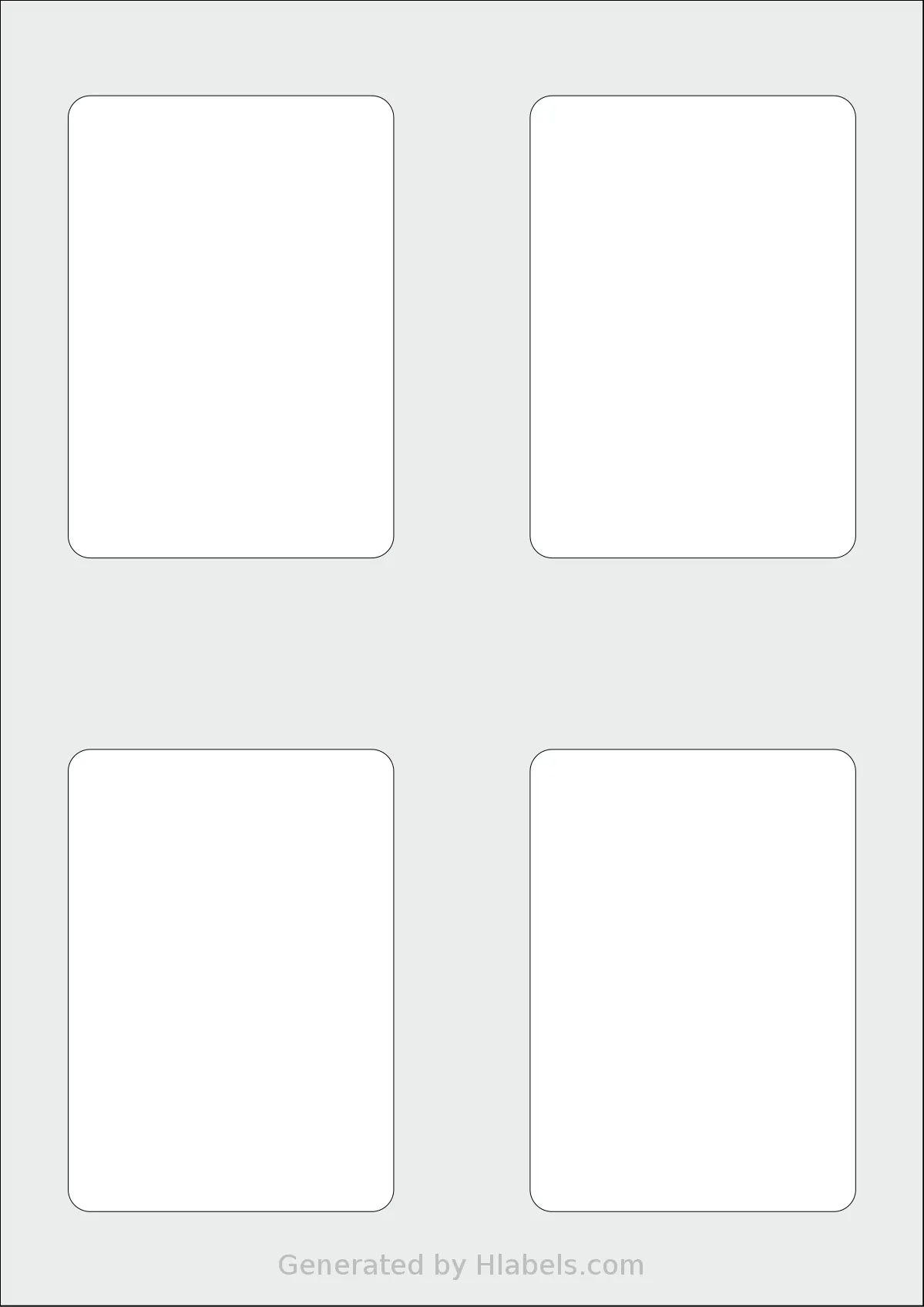 AALabels® AARK04 template with 4 rectangular 74 x 105 millimeter labels per sheet, on A4-size adhesive blank label sheets.