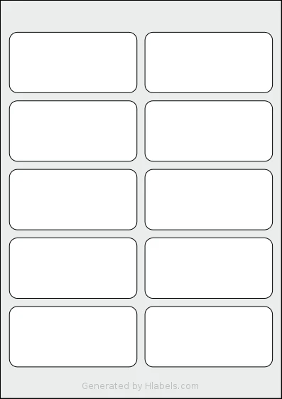AALabels® AARL010 template with 10 rectangular 95 x 45 millimeter labels per sheet, on A4-size adhesive blank label sheets.