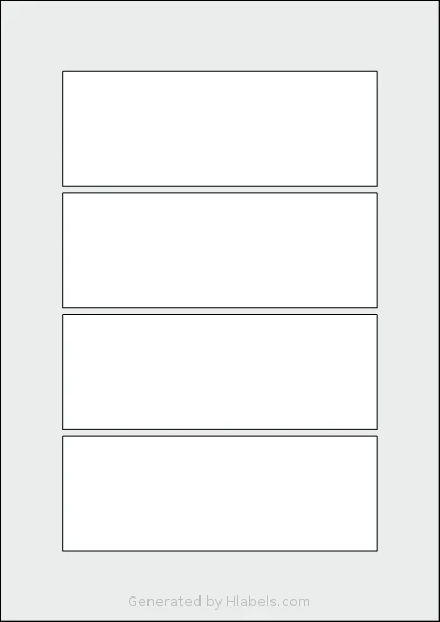 AALabels® AARL04 template with 4 rectangular 150 x 55 millimeter labels per sheet, on A4-size adhesive blank label sheets.