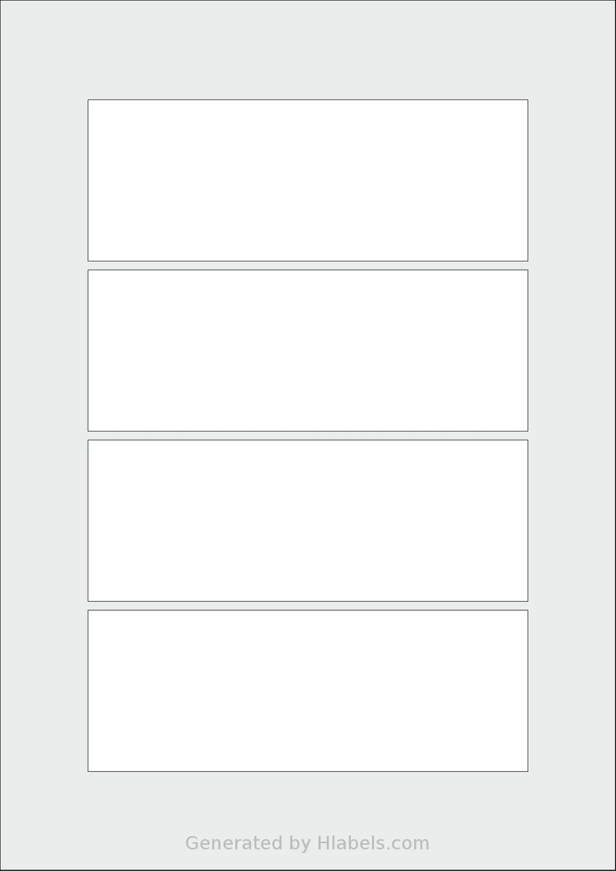 AALabels® AARL04 template with 4 rectangular 150 x 55 millimeter labels per sheet, on A4-size adhesive blank label sheets.
