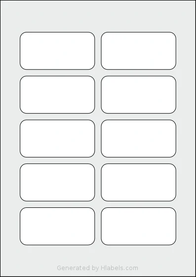 AALabels® AARM010 template with 10 rectangular 80 x 40 millimeter labels per sheet, on A4-size adhesive blank label sheets.