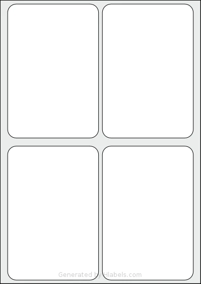 AALabels® AARN04 template with 4 rectangular 95 x 140 millimeter labels per sheet, on A4-size adhesive blank label sheets.