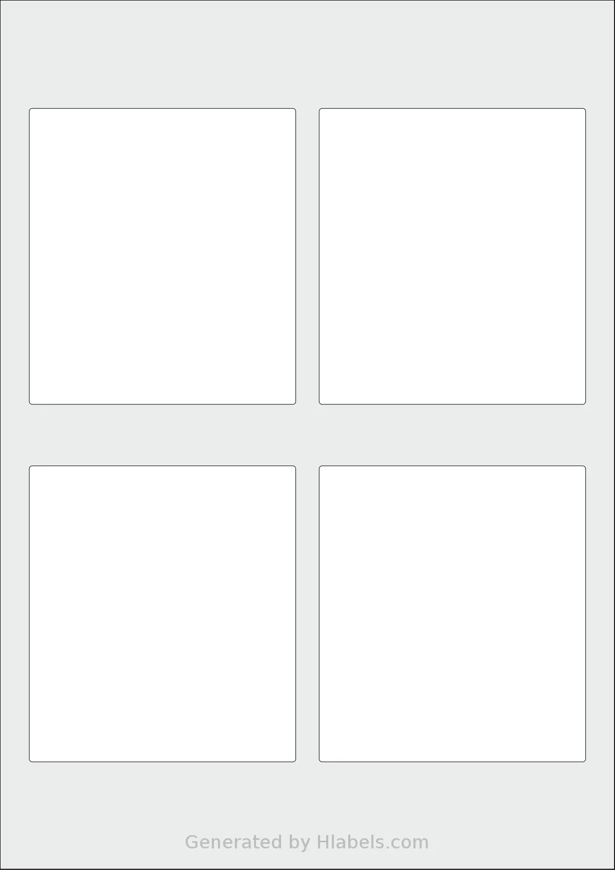 AALabels® AARR04 template with 4 rectangular 91 x 101 millimeter labels per sheet, on A4-size adhesive blank label sheets.
