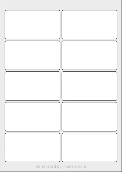 AALabels® AARR10 template with 10 rectangular 95 x 50 millimeter labels per sheet, on A4-size adhesive blank label sheets.