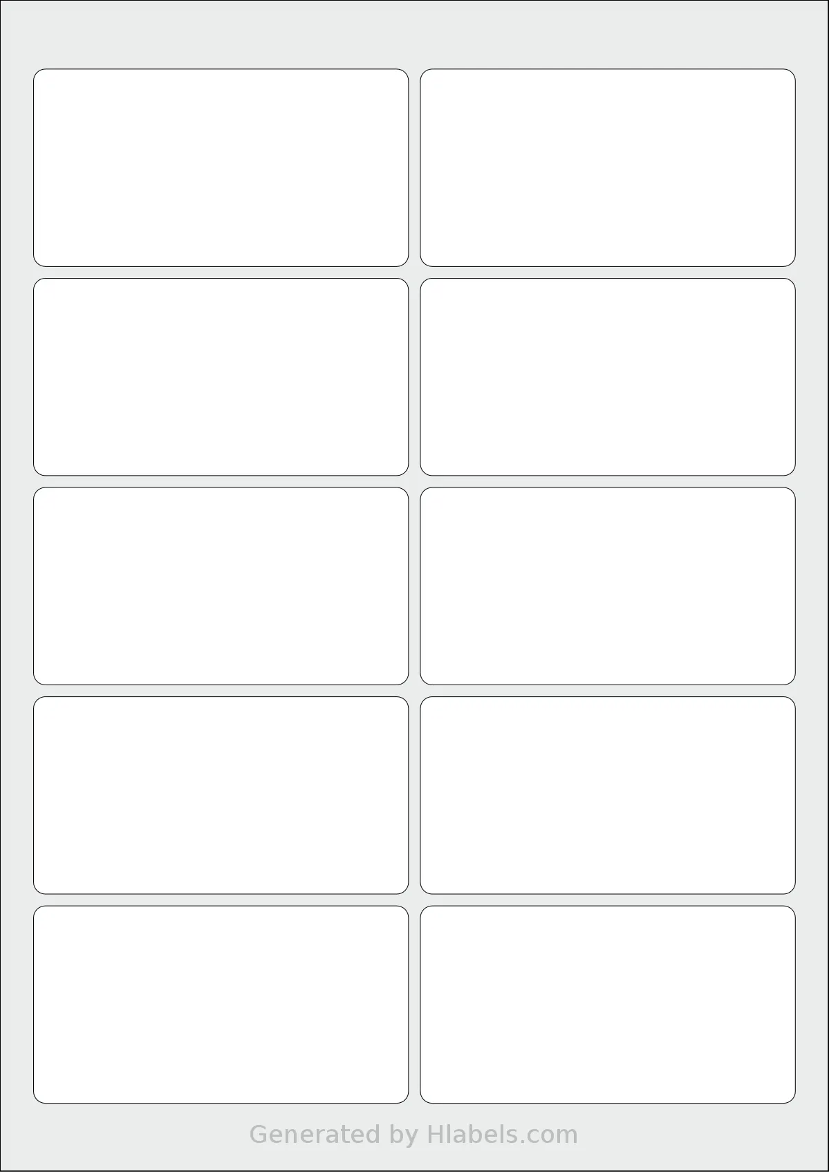 AALabels® AARR10 template with 10 rectangular 95 x 50 millimeter labels per sheet, on A4-size adhesive blank label sheets.