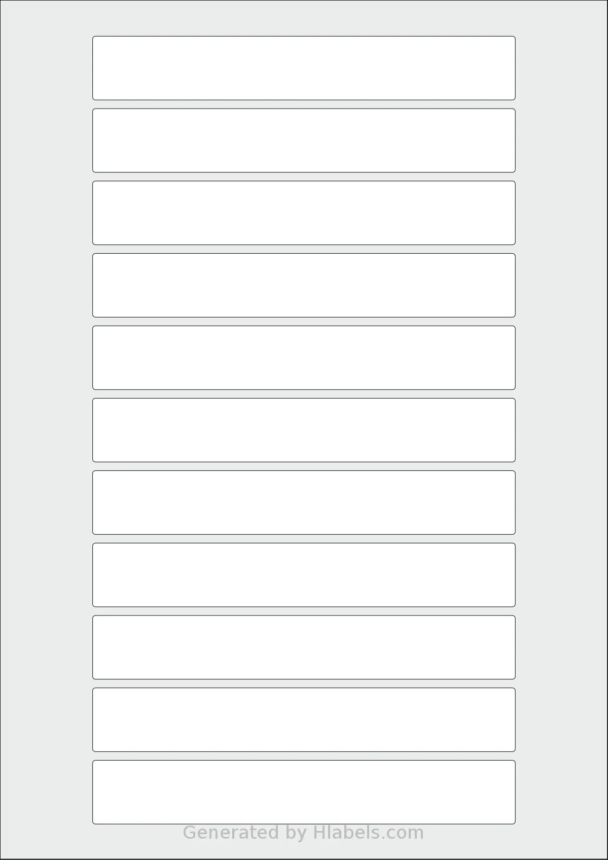 AALabels® AARR11 template with 11 rectangular 146 x 22 millimeter labels per sheet, on A4-size adhesive blank label sheets.