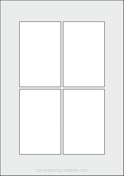 AALabels® AARS04 template with 4 rectangular 70 x 110 millimeter labels per sheet, on A4-size adhesive blank label sheets.