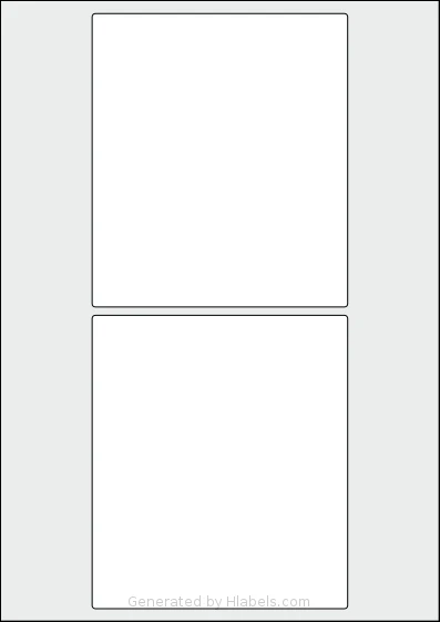 AALabels® AART02 template with 2 rectangular 122 x 140 millimeter labels per sheet, on A4-size adhesive blank label sheets.