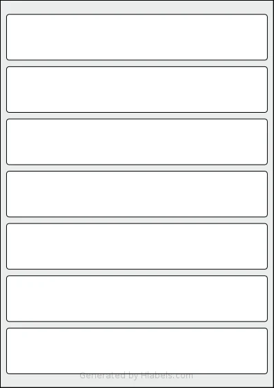 AALabels® AARU07 template with 7 rectangular 200 x 35 millimeter labels per sheet, on A4-size adhesive blank label sheets.