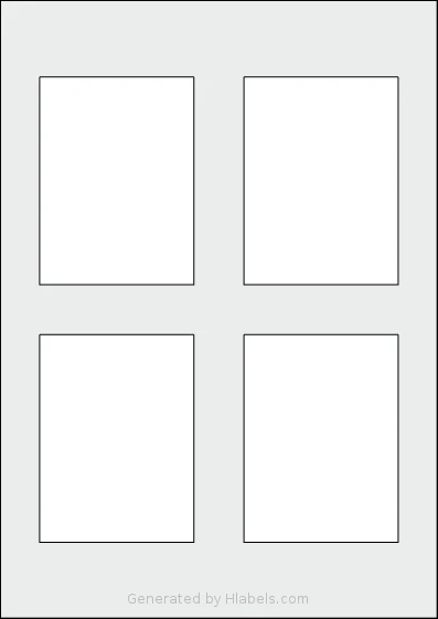 AALabels® AARV04 template with 4 rectangular 74 x 99.6 millimeter labels per sheet, on A4-size adhesive blank label sheets.