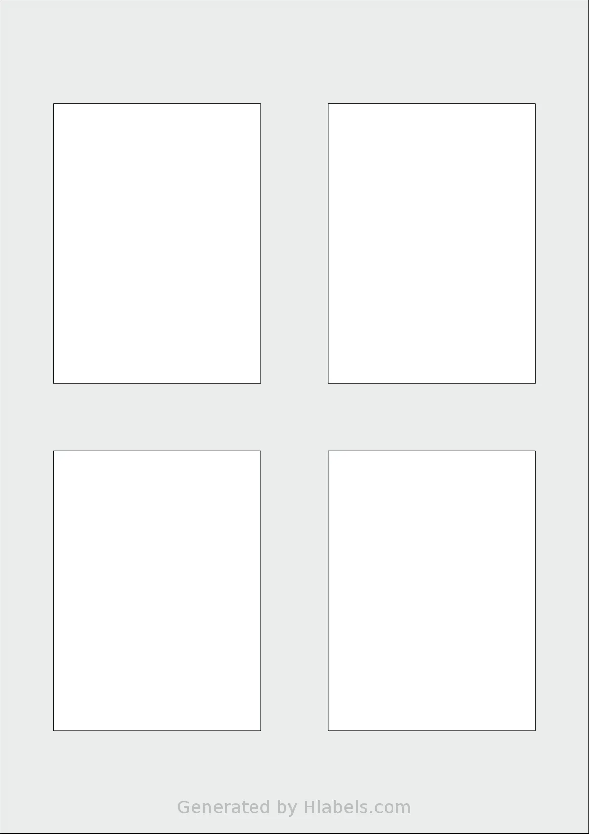 AALabels® AARV04 template with 4 rectangular 74 x 99.6 millimeter labels per sheet, on A4-size adhesive blank label sheets.
