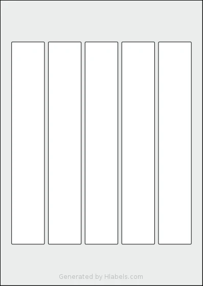AALabels® AARW05 template with 5 rectangular 34 x 210 millimeter labels per sheet, on A4-size adhesive blank label sheets.