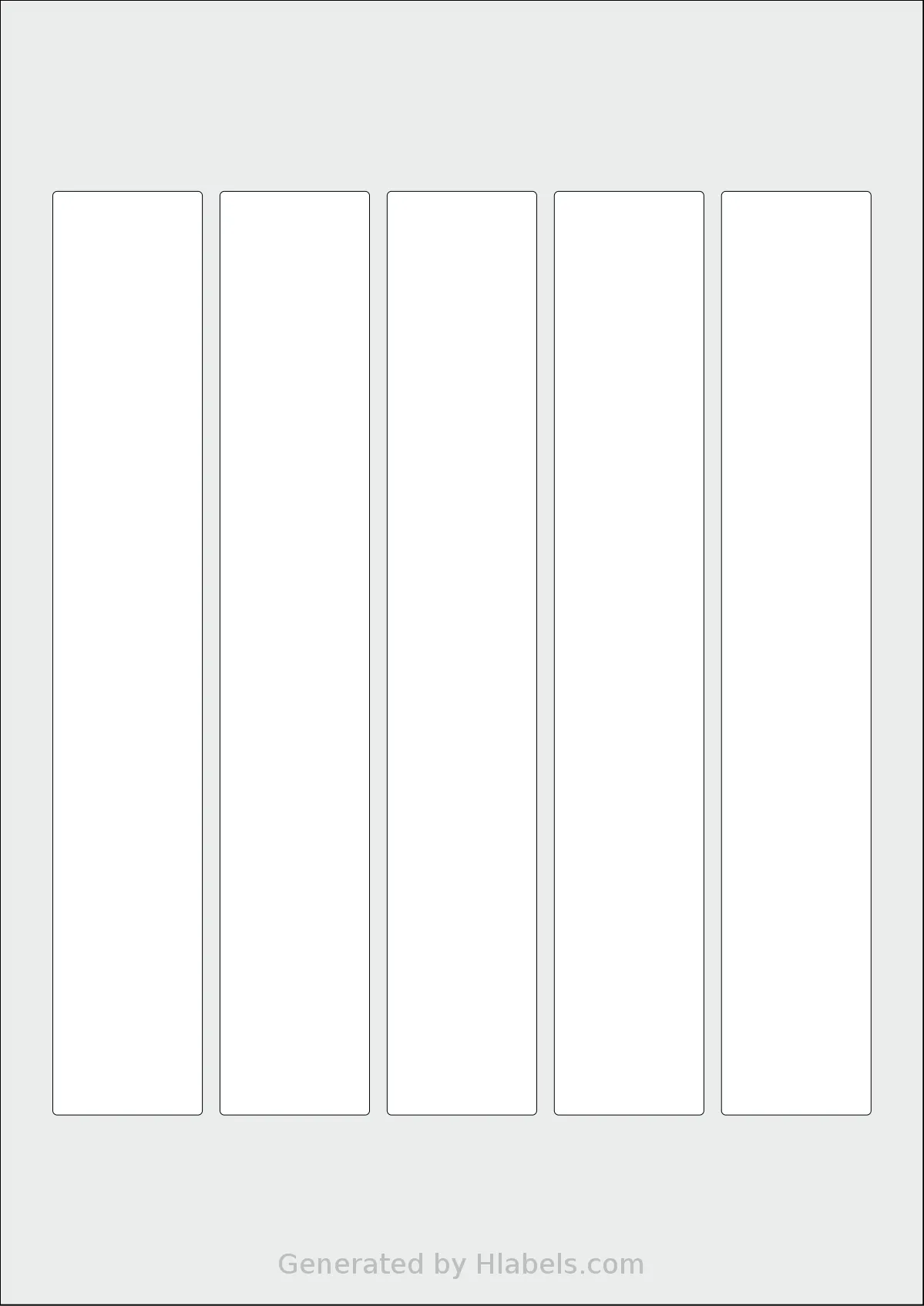 AALabels® AARW05 template with 5 rectangular 34 x 210 millimeter labels per sheet, on A4-size adhesive blank label sheets.