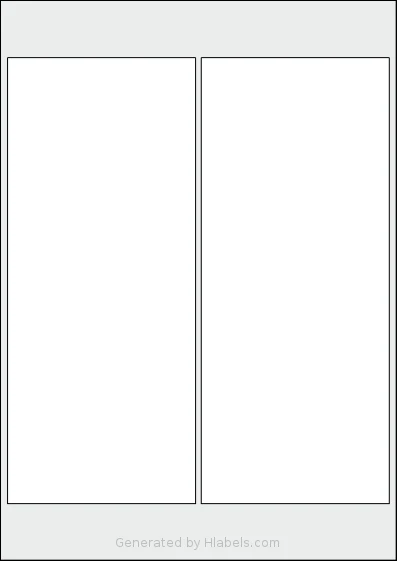 AALabels® AARZ02 template with 2 rectangular 99.5 x 236 millimeter labels per sheet, on A4-size adhesive blank label sheets.