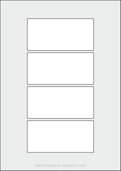 AALabels® AARZ04 template with 4 rectangular 115 x 55 millimeter labels per sheet, on A4-size adhesive blank label sheets.