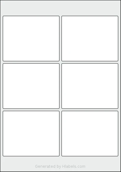AALabels® AARZ06 template with 6 rectangular 98 x 78 millimeter labels per sheet, on A4-size adhesive blank label sheets.