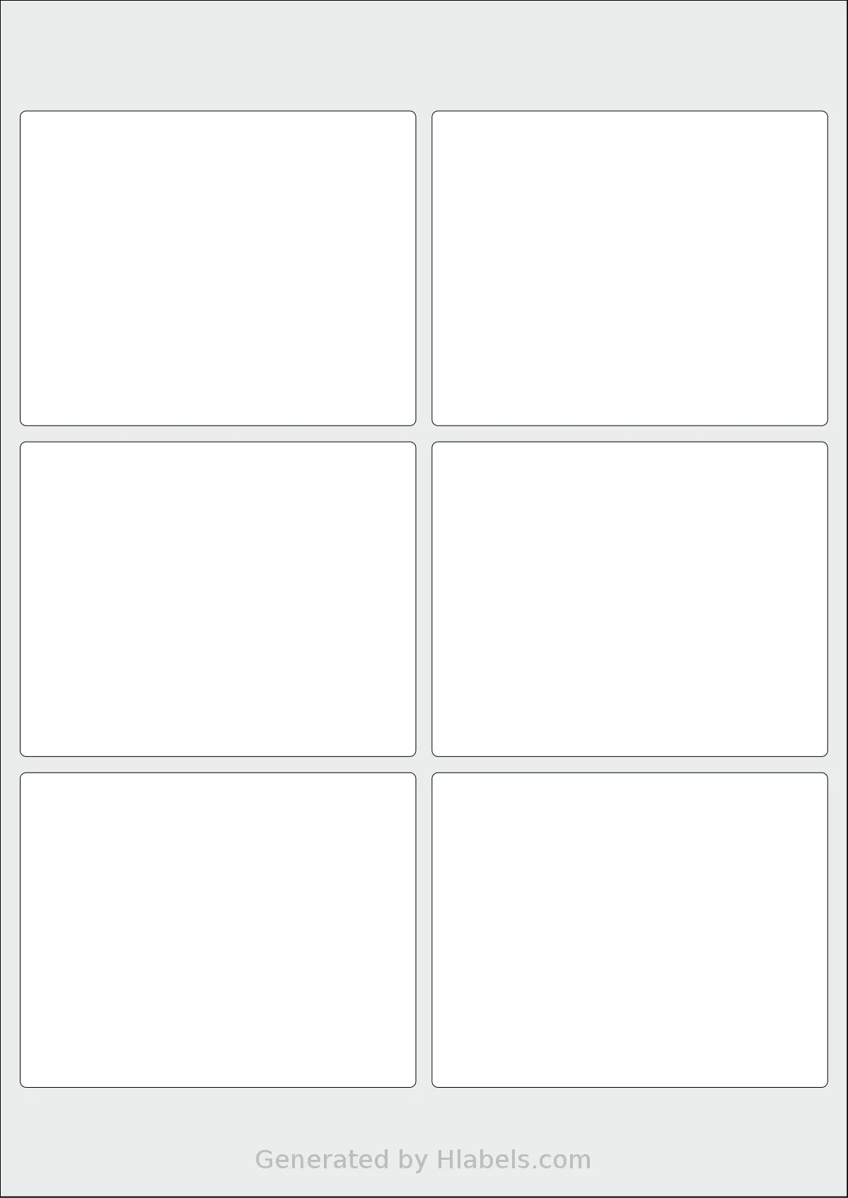 AALabels® AARZ06 template with 6 rectangular 98 x 78 millimeter labels per sheet, on A4-size adhesive blank label sheets.