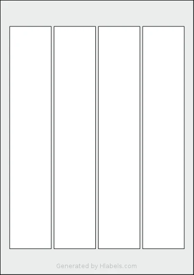 AALabels® AARZC004 template with 4 rectangular 45 x 240 millimeter labels per sheet, on A4-size adhesive blank label sheets.
