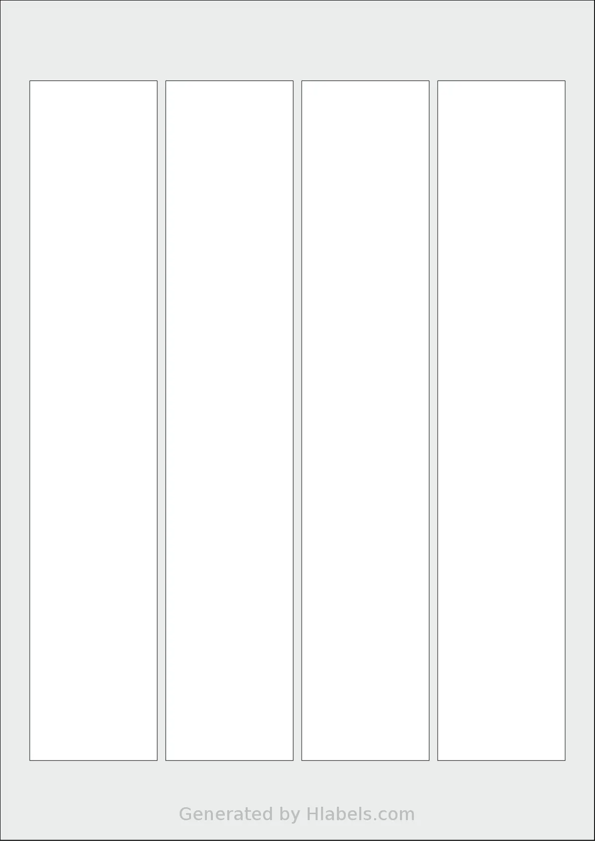 AALabels® AARZC004 template with 4 rectangular 45 x 240 millimeter labels per sheet, on A4-size adhesive blank label sheets.