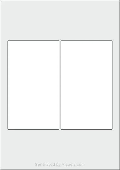 AALabels® AARZE002 template with 2 rectangular 90 x 155 millimeter labels per sheet, on A4-size adhesive blank label sheets.