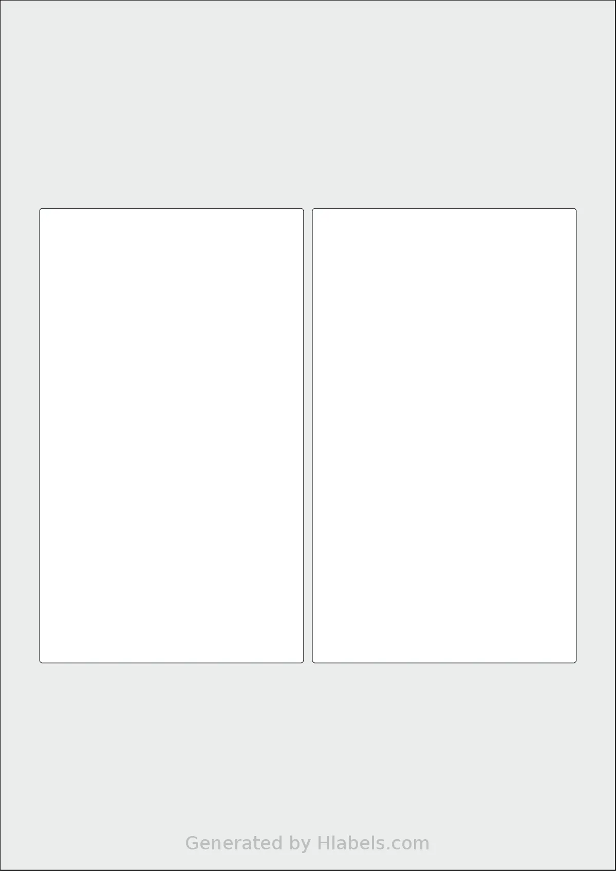 AALabels® AARZE002 template with 2 rectangular 90 x 155 millimeter labels per sheet, on A4-size adhesive blank label sheets.