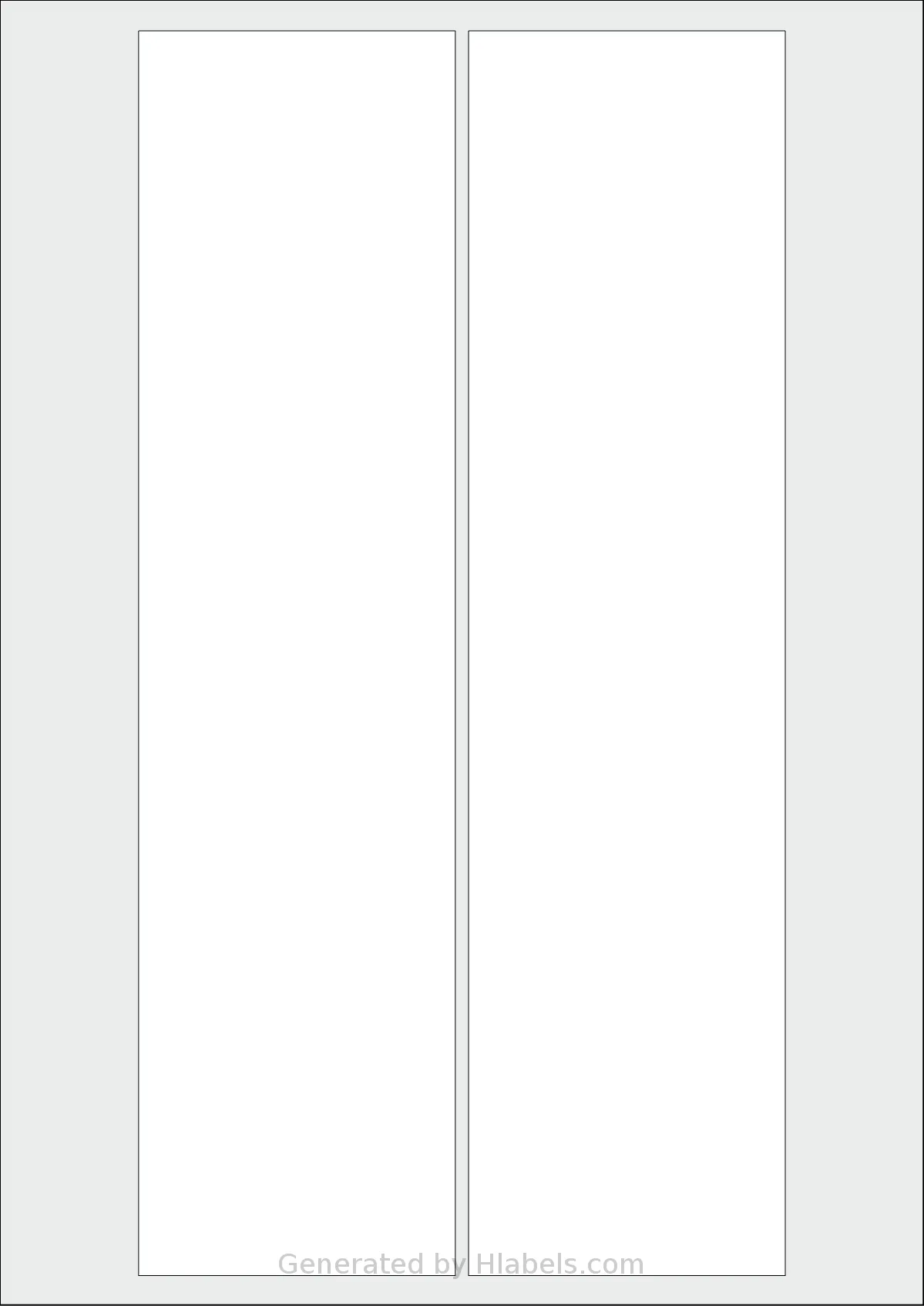 AALabels® AARZL002 template with 2 rectangular 72 x 283 millimeter labels per sheet, on A4-size adhesive blank label sheets.