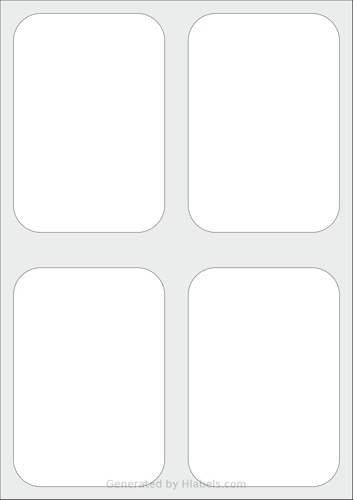 AALabels® AARZP004 template with 4 rectangular 90 x 130 millimeter labels per sheet, on A4-size adhesive blank label sheets.