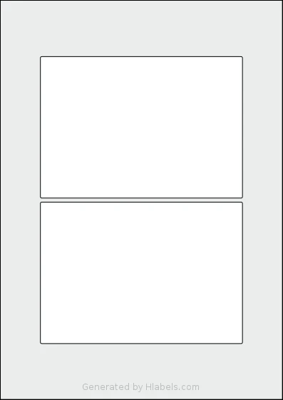 AALabels® AARZY002 template with 2 rectangular 150 x 105 millimeter labels per sheet, on A4-size adhesive blank label sheets.