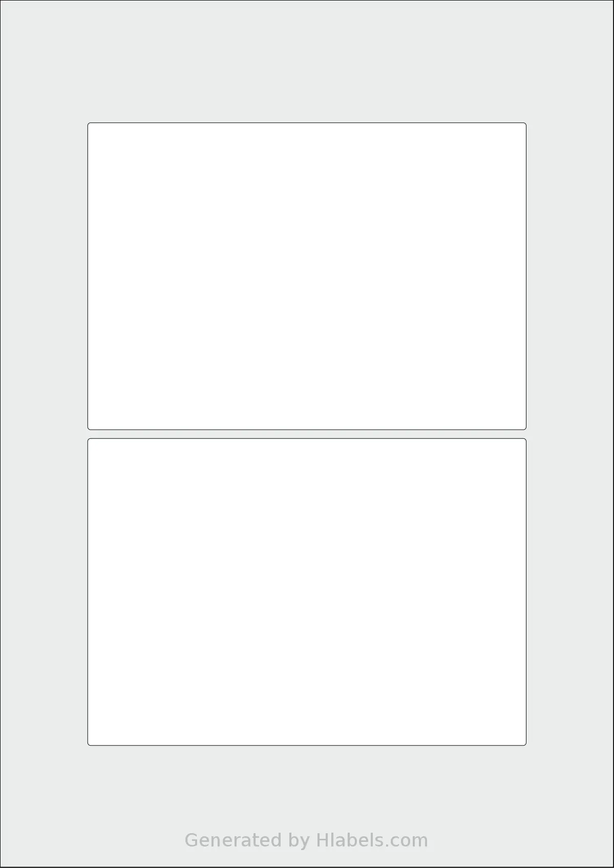 AALabels® AARZY002 template with 2 rectangular 150 x 105 millimeter labels per sheet, on A4-size adhesive blank label sheets.